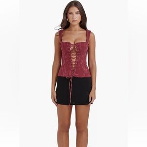 Burgundy Lace-Up Corset House of CB